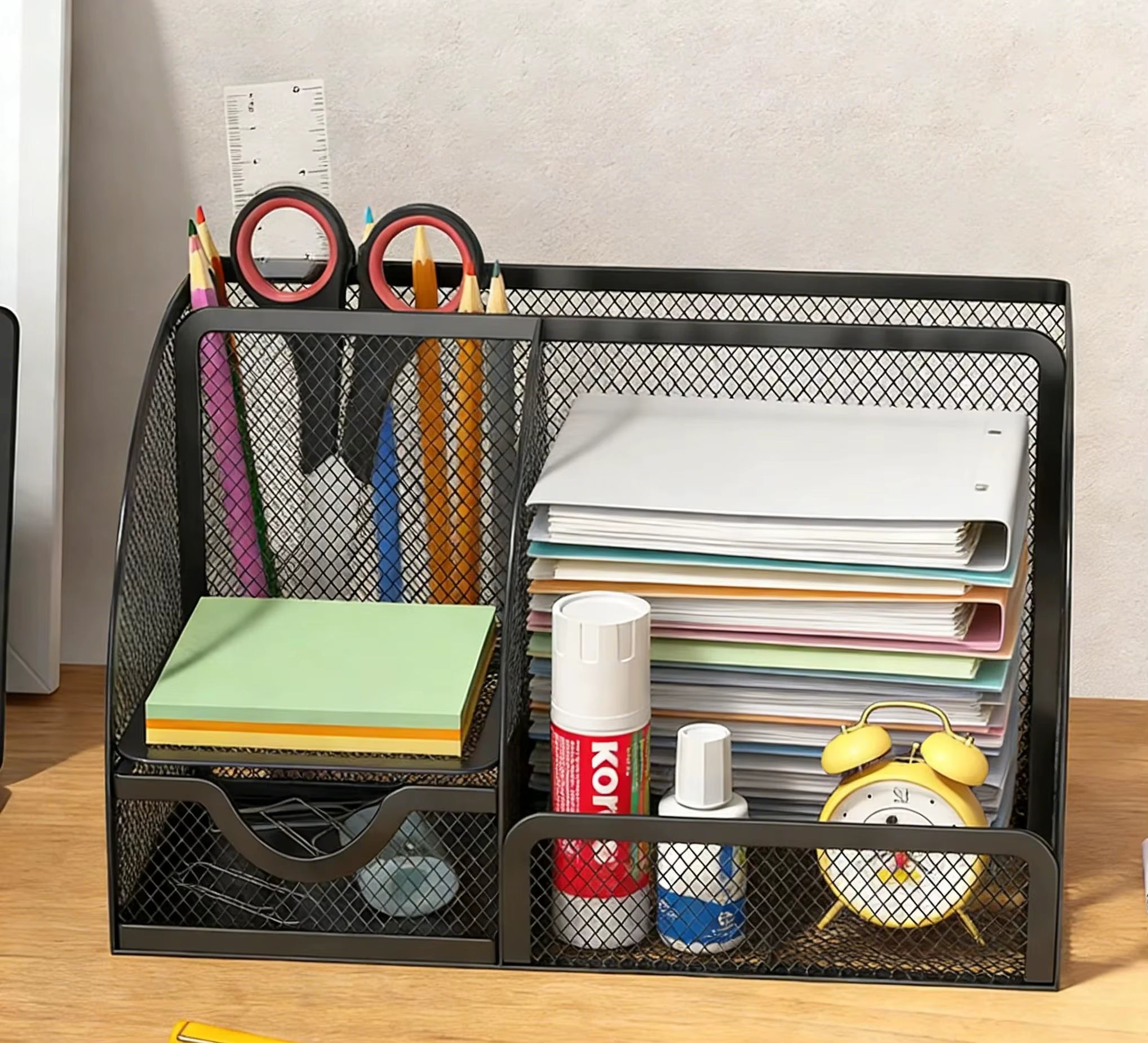 1PC Pen Holder Large Capacity Metal Desktop Storage Box for Office and School Supplies