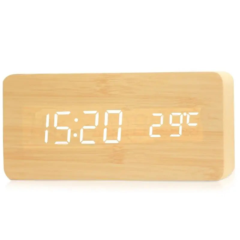 Timber Clock — LED Wood Alarm Clock with Temperature Display