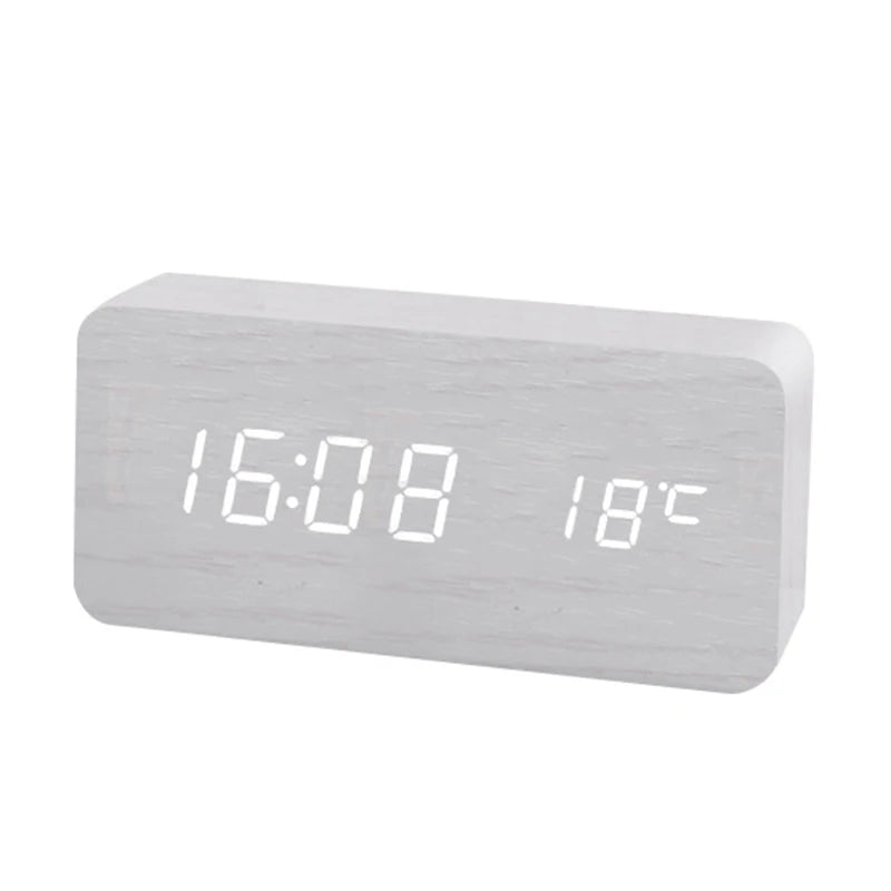 Timber Clock — LED Wood Alarm Clock with Temperature Display