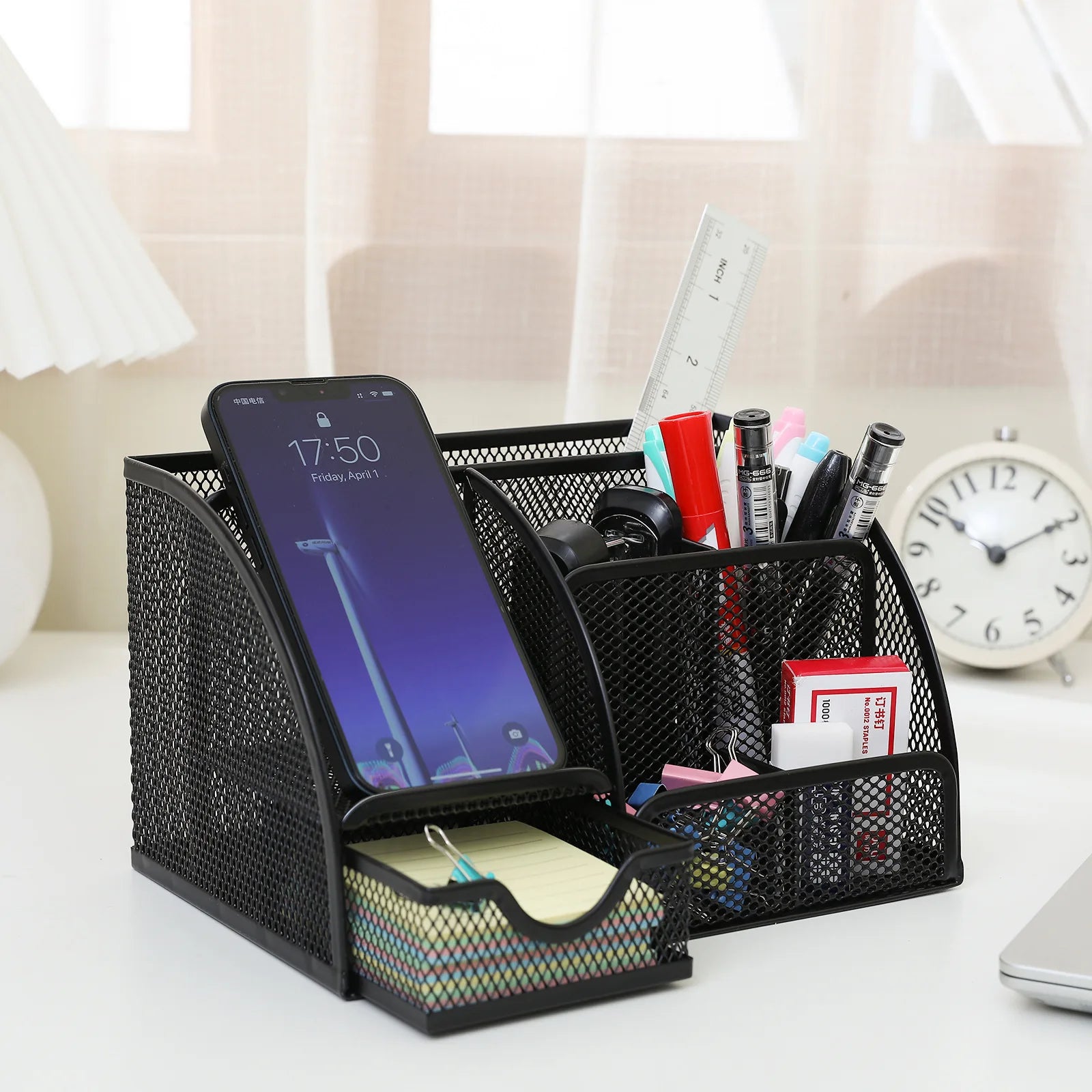 Vault Pen Holder — Large Capacity Metal Desk Organizer