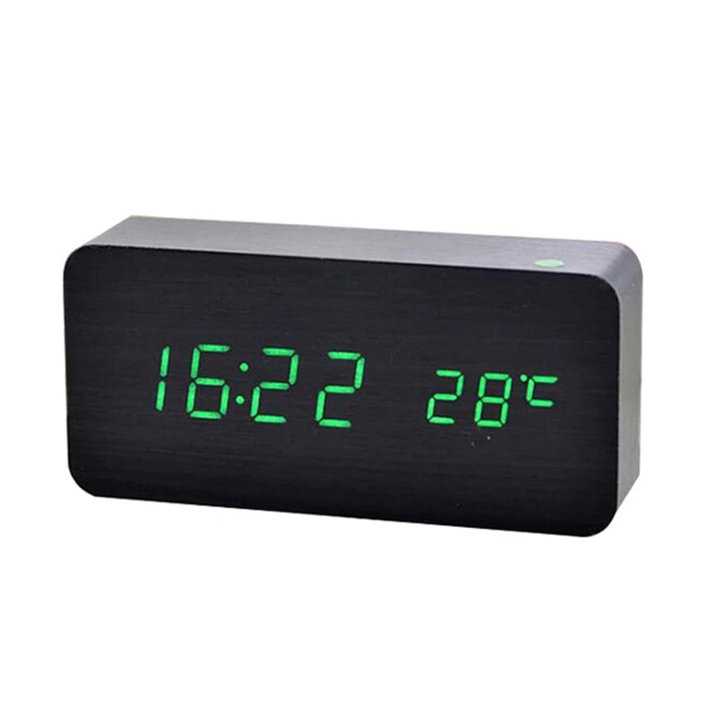 Timber Clock — LED Wood Alarm Clock with Temperature Display