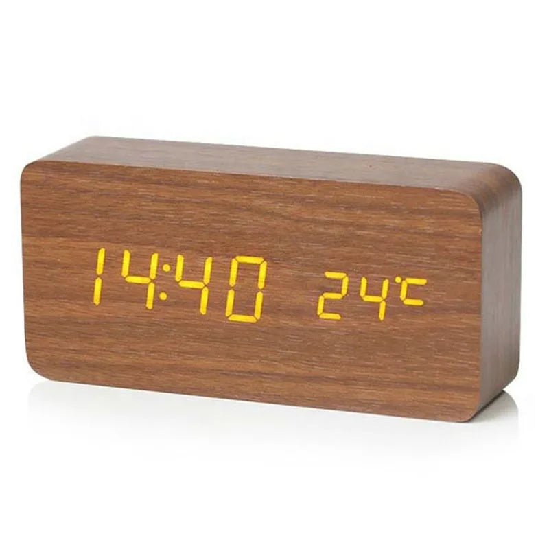 Timber Clock — LED Wood Alarm Clock with Temperature Display