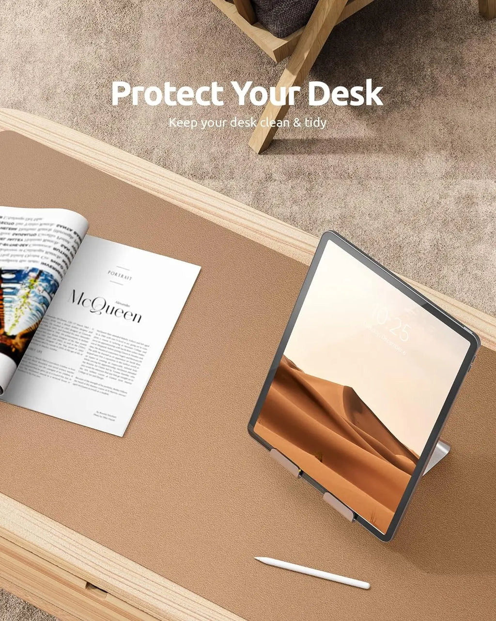 Canvas Desk Mat — Full-Grain Leather Mouse Pad & Keyboard Protector