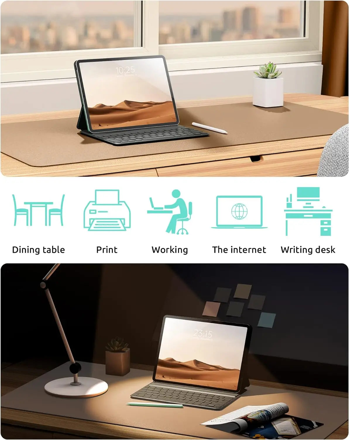 Canvas Desk Mat — Full-Grain Leather Mouse Pad & Keyboard Protector