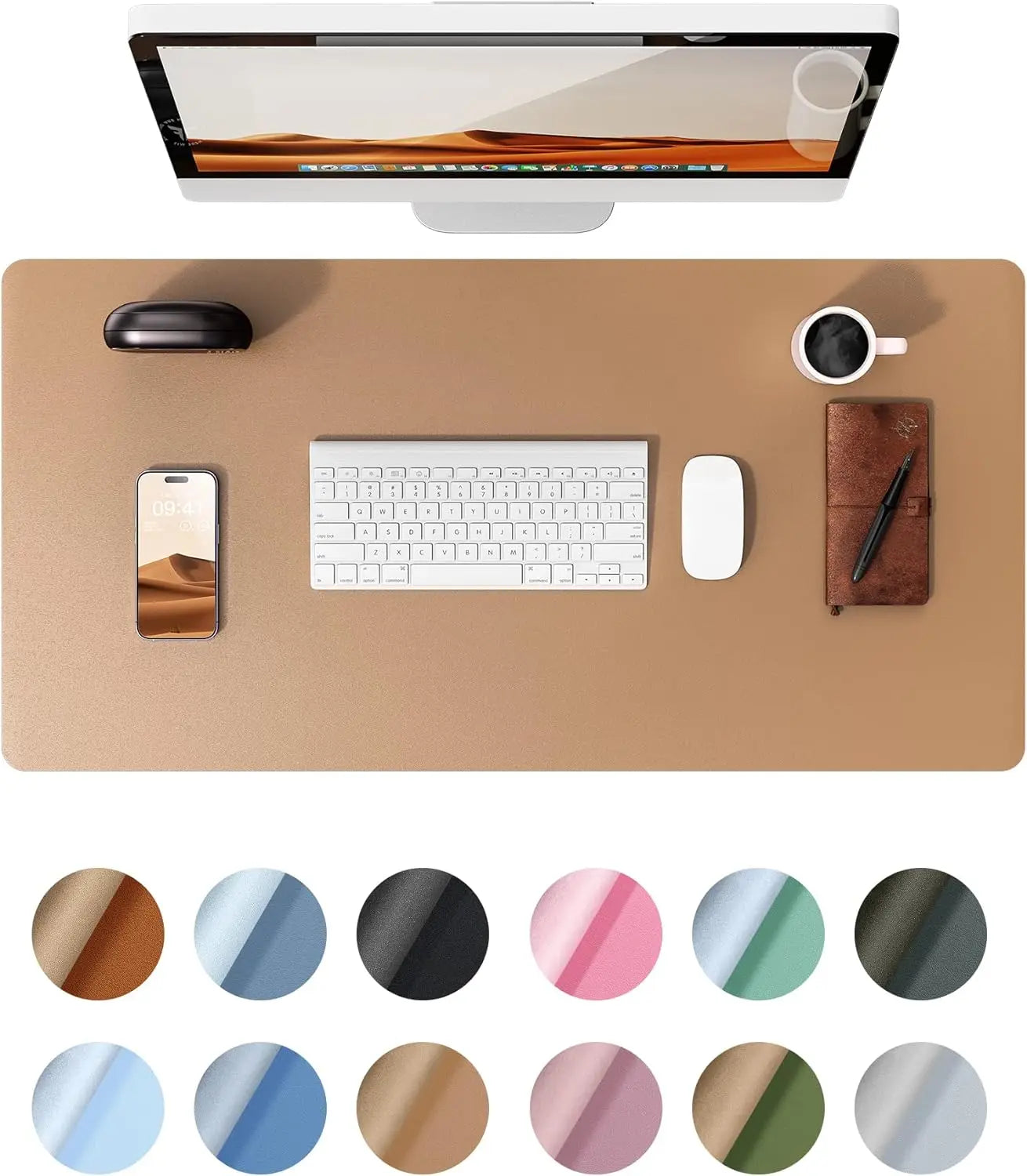 Canvas Desk Mat — Full-Grain Leather Mouse Pad & Keyboard Protector