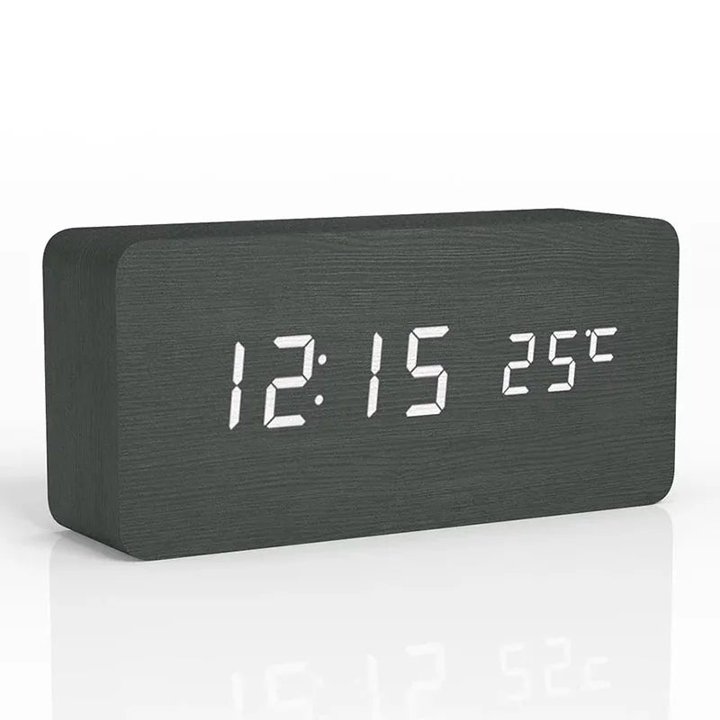 Timber Clock — LED Wood Alarm Clock with Temperature Display